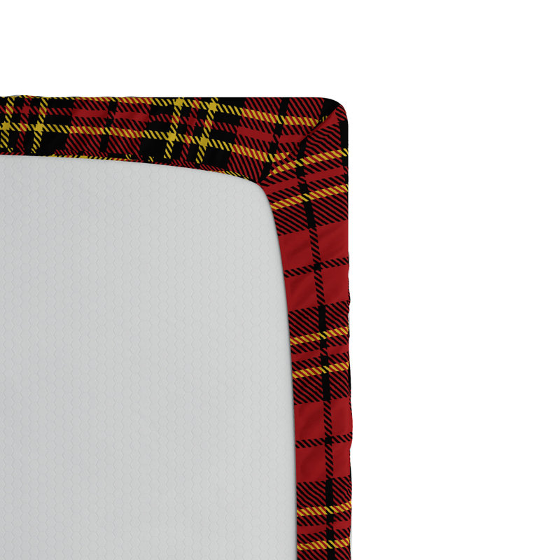 Microfiber Plaid Fitted Sheet, Twin XL Fitted Sheet, Black/Red Plaid 9