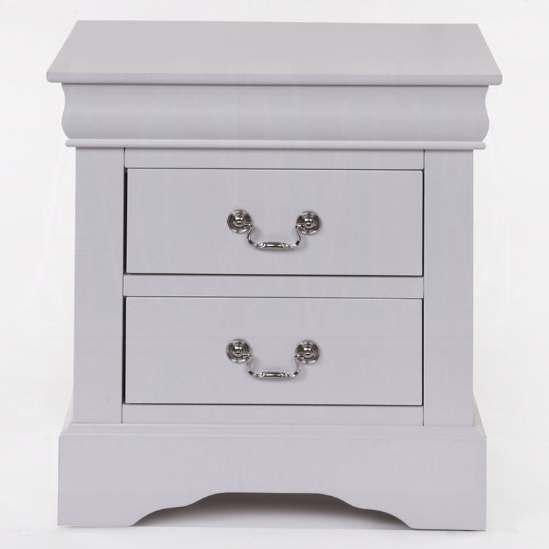 1Pc Classic White Finish 2-Drawers Nightstand Louis Phillipe Style Bedroom Furniture