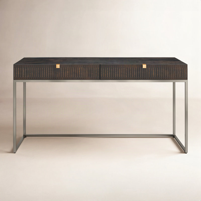 Kelby Solid Wood Writing Desk, Vintage Brown