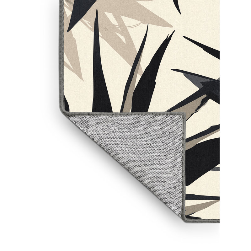 Machine Washable Pascasio Heliconia Tropical Starburst Rug in Gray – Gray Binding, 7x10