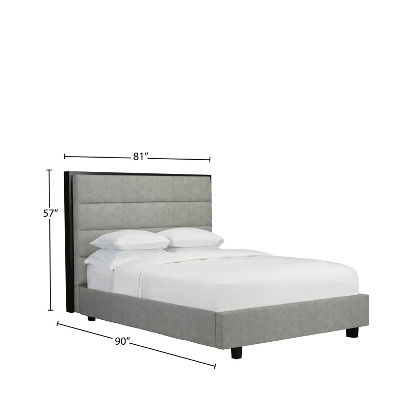 Lit plateforme en tissu d’ameublement Heanor, Argent, Très grand