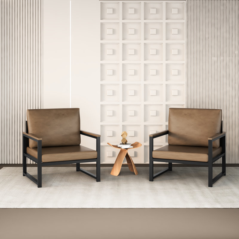 Zindanlari Faux Leather Armchair, Brown Faux Leather