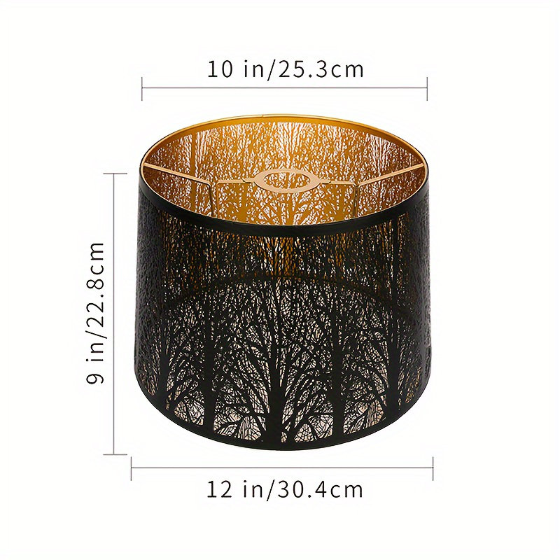 ALUCSET, ensemble de 2 abat-jour de lampe de table en métal, abat-jour de remplacement gravé à l'eau-forte, 10 po de haut x 12 po de bas x H 9 po, motif de flèche en losange rétro, intérieur noir doré