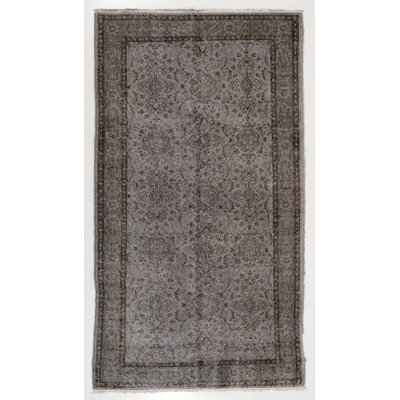 Tapis turc moderne recyclé fait à la main 4 x 7 pi de couleur grise