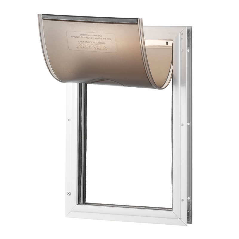 Medium White Aluminum Alloy Pet Door with Lock and Magnetic Flap