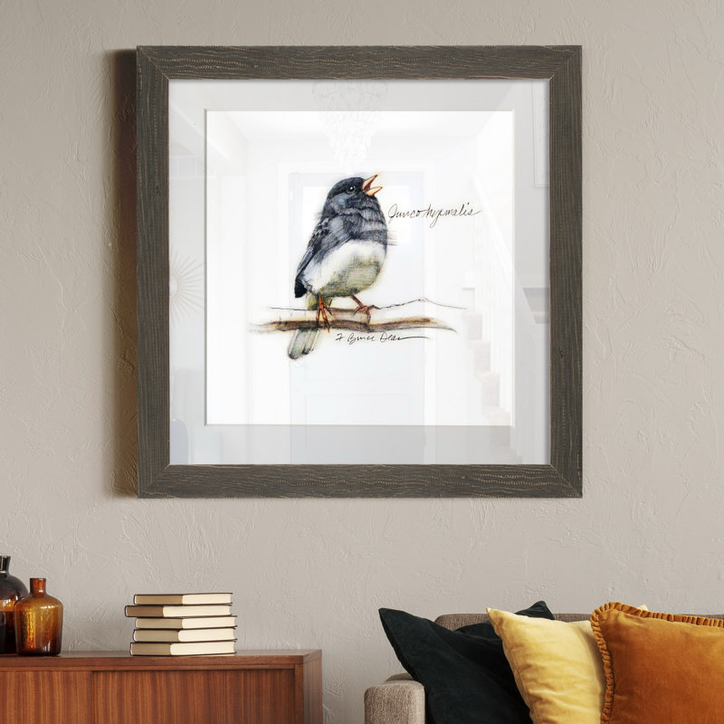 Mixed signaux V-impression de peinture encadrée sur papier, H 35,5 po x l 35,5 po x P 1,5 po, Cadre noir