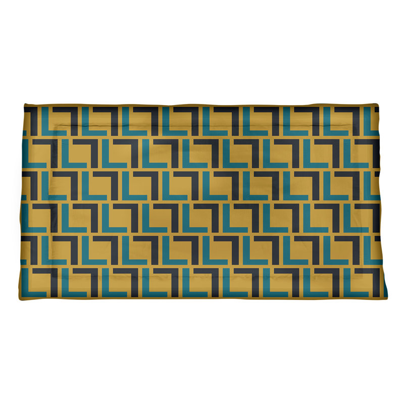 Taie décorative Jacksonville, polyester, Très grand, Doré / bleu sarcelle / noir