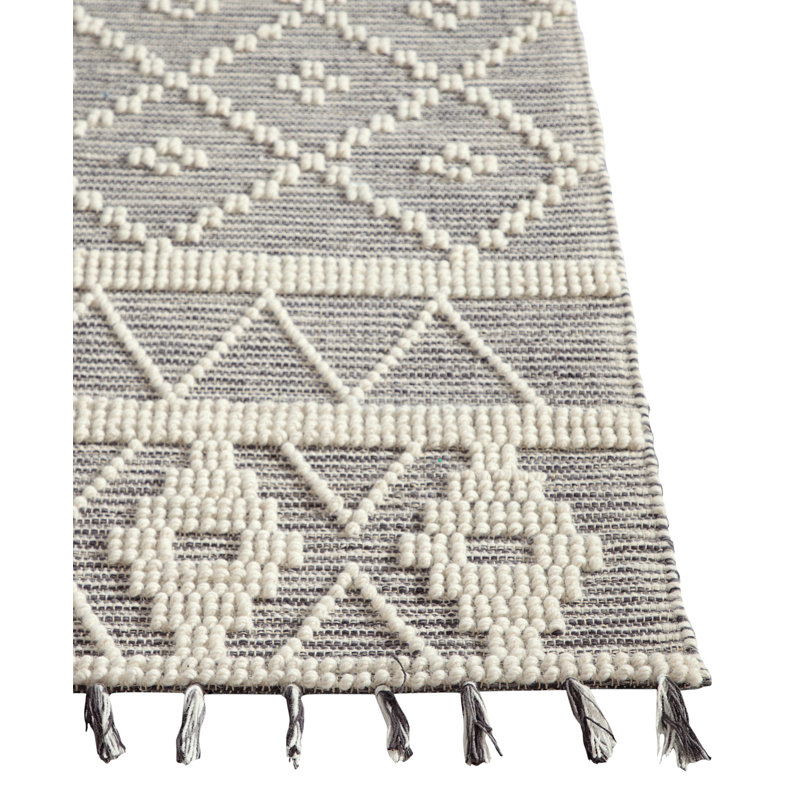 Tapis gris anthracite en laine noué la à la main Linden Boulevard, Rectangle 3 pi 6 po x 5 pi 6 po
