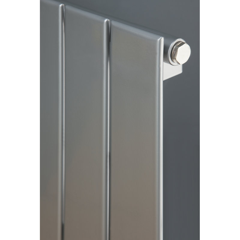 Andrew Vertical Designer Radiator, Silver, 60 cm H x 44.5 cm W x 7.1 cm D