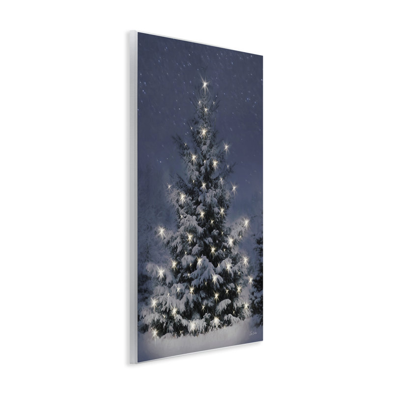 Arbre de Noël enneigé, plaque murale, par Lori Deiter, H 15 po x l 10 po
