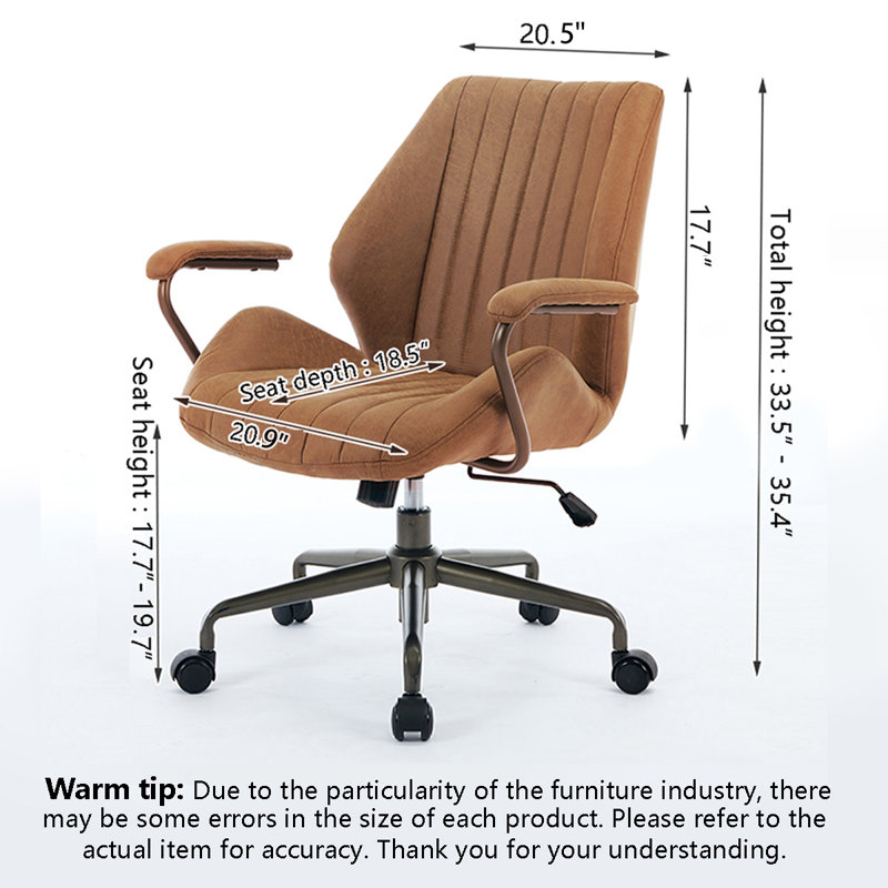 Chaise de bureau légère en suède