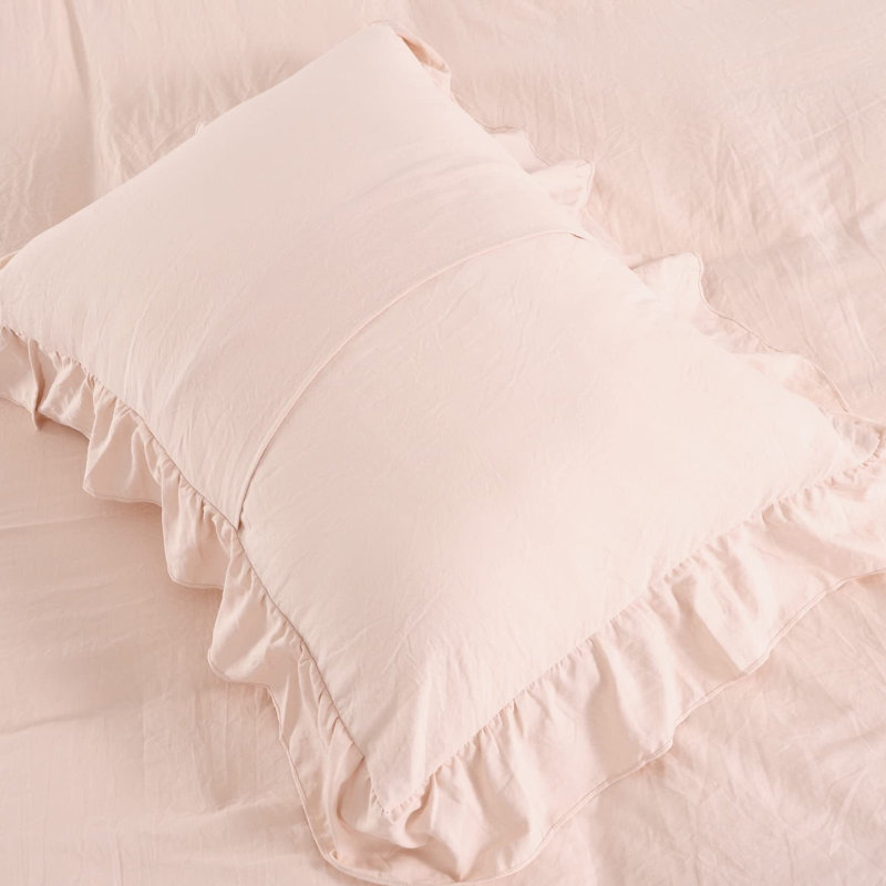 Ensemble de housse de couette style campagne française, Rose, Housse de couette grand et 2 taies d'oreiller stan
