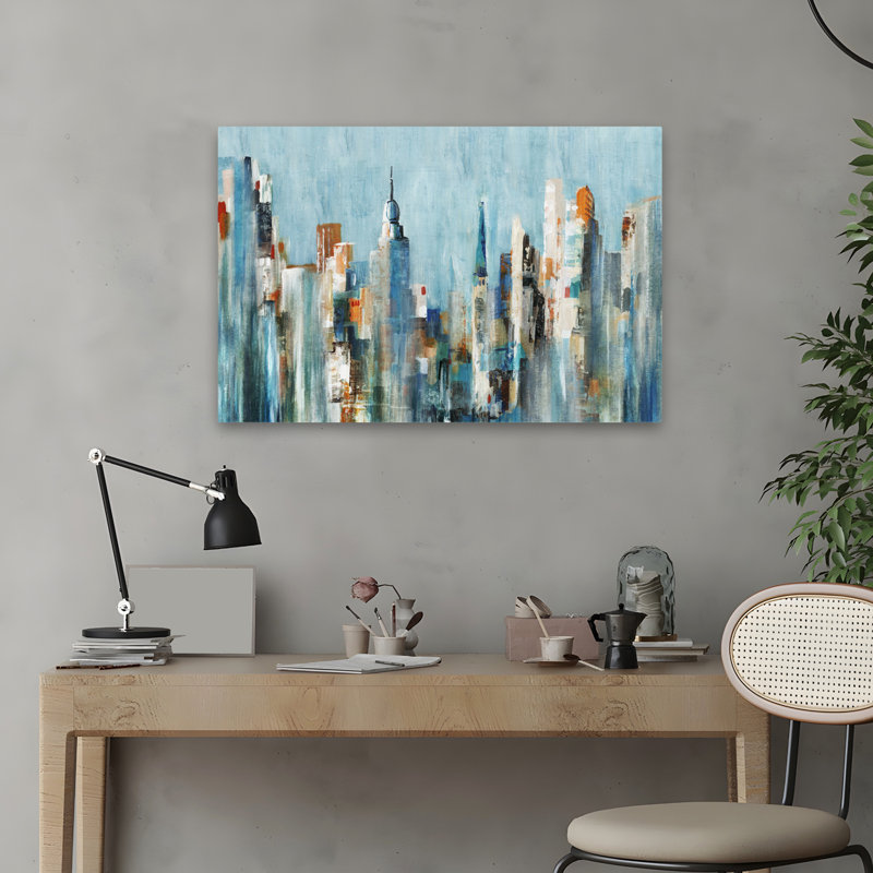 Channel I, art abstrait moderne bleu, peinture, H 24 po x l 16 po