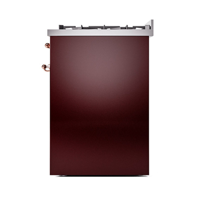 ILVE Nostalgie II Noblesse 30 in Dual Fuel Range, Liquid Propane, Burgundy/Copper