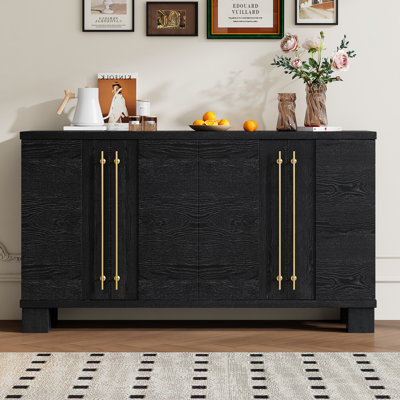 60" W 4-door Wood Storage File Cabinet Credenza