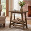 Table de bout à 2 niveaux en bois massif, table de chevet étroite Farmhouse pour petits espaces, salon, chambre à coucher-128989007
