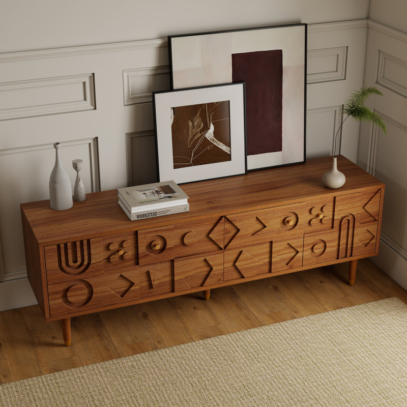Meuble télé 70 po Mid-Century 70 po, Bois brun