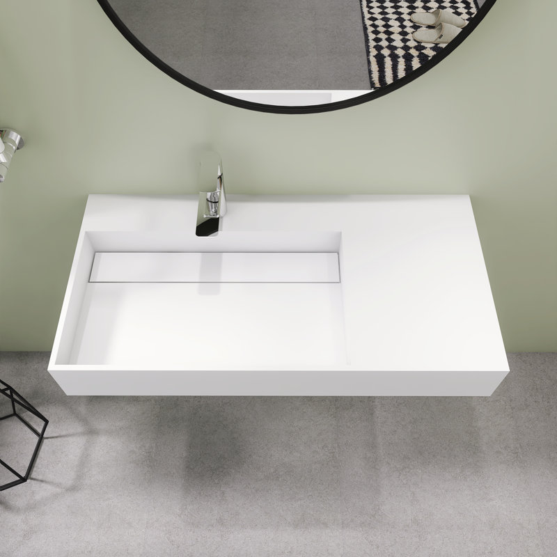 Lavabo de salle de bain rectangulaire en pierre 36 po avec trou pour robinet 36 po