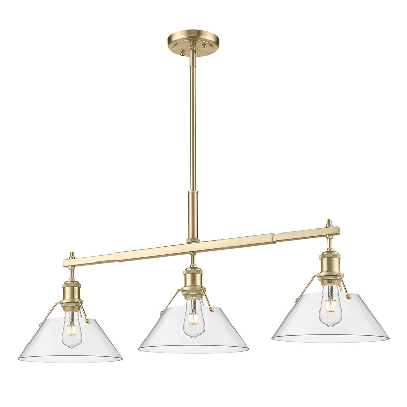 Weatherford 3 - Light Kitchen Island Pendant - Brushed Champagne Bronze - Clear Glass, Clear Glass, Brushed Champagne Bronze