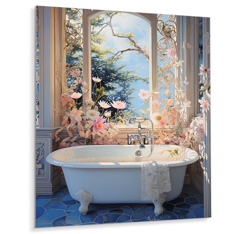 Bathroom Oasis I - Art mural en métal pour salle de bain, H 32 po x l 16 po x P 1 po