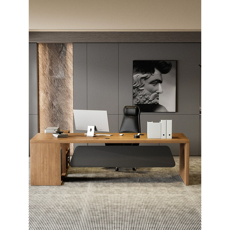 Solid Wood L-shaped Desk with Baffle, 29.53" H x 82.68" W x 55.12" D