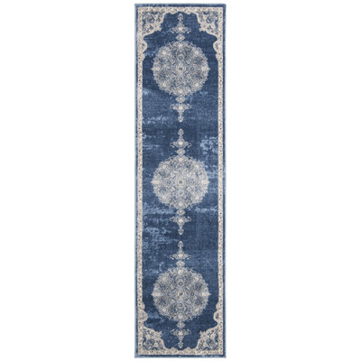 Barcus Navy/Light Gray Oriental Rug