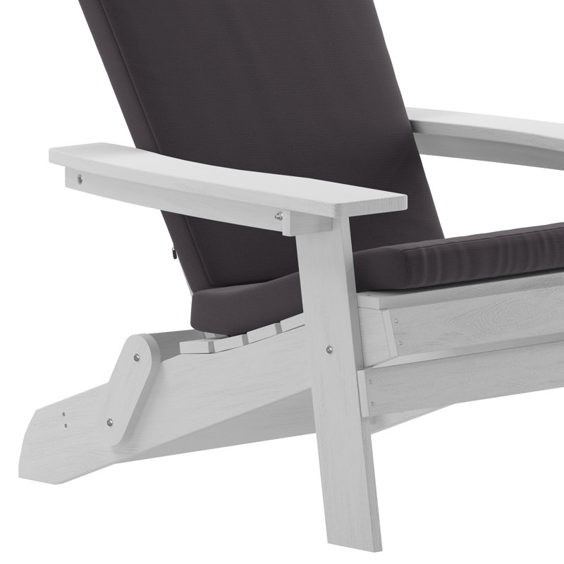 Rankins Indoor/Outdoor Folding Adirondack Chairs with Cushions, White/Gray