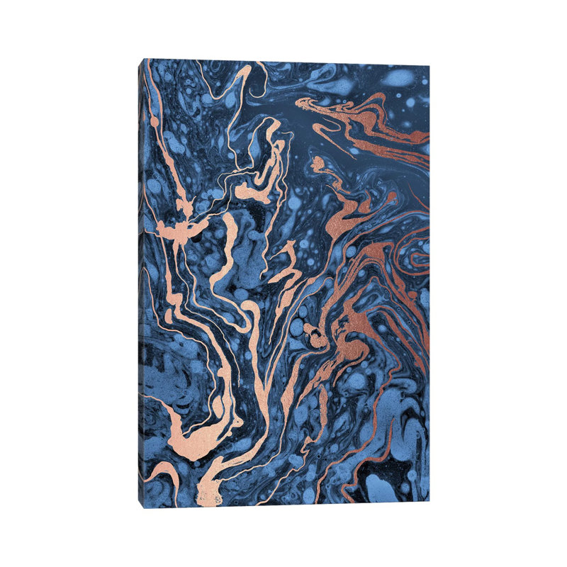Blue Marbling by Nancy Mckenzie - Wrapped Canvas Gallery-Wrapped Canvas Giclée, 20.32 cm H x 30.48 cm W