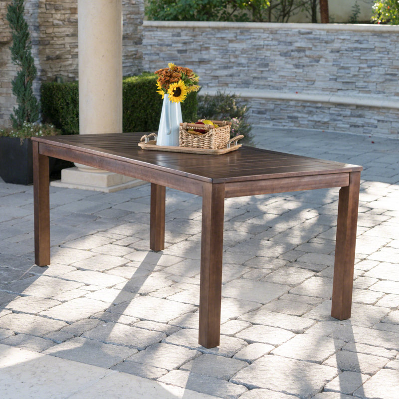 Bronius Rectangular Acacia Solid Wood Outdoor Dining Table , 69 " W 35 " D
