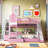 Hatina Kids Castle Style Storage Bunk Bed with Slide and Stairs-987003168-955171115