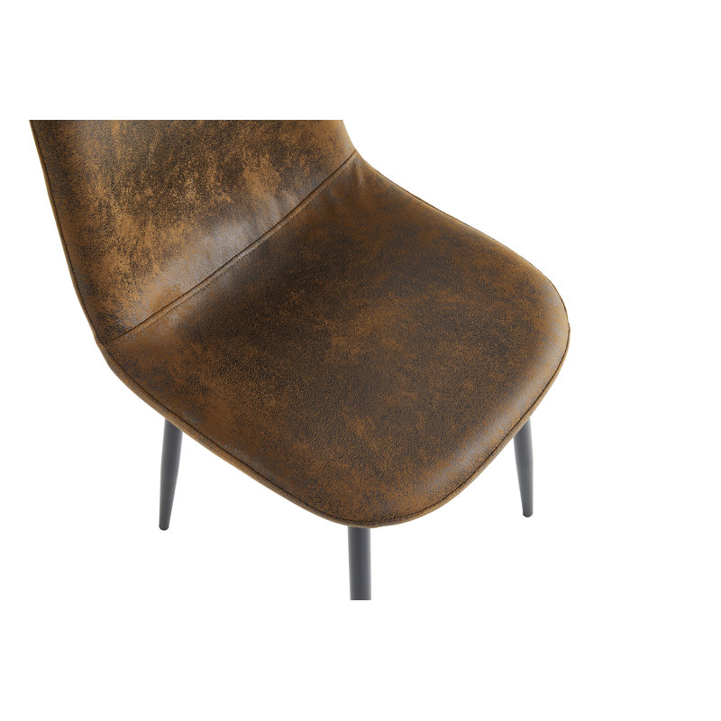 Table de salle à manger 47,2 "à grain de bois rond avec 4 chaises rembourrées en tissu brun pour cuisine moderne, salle à manger, salon