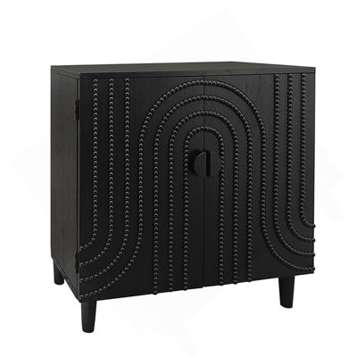 Modern Black Wood Storage Cabinet With Decorative Door, 30In Accent Sideboard For Living Room, Bedroom, Or Entryway
