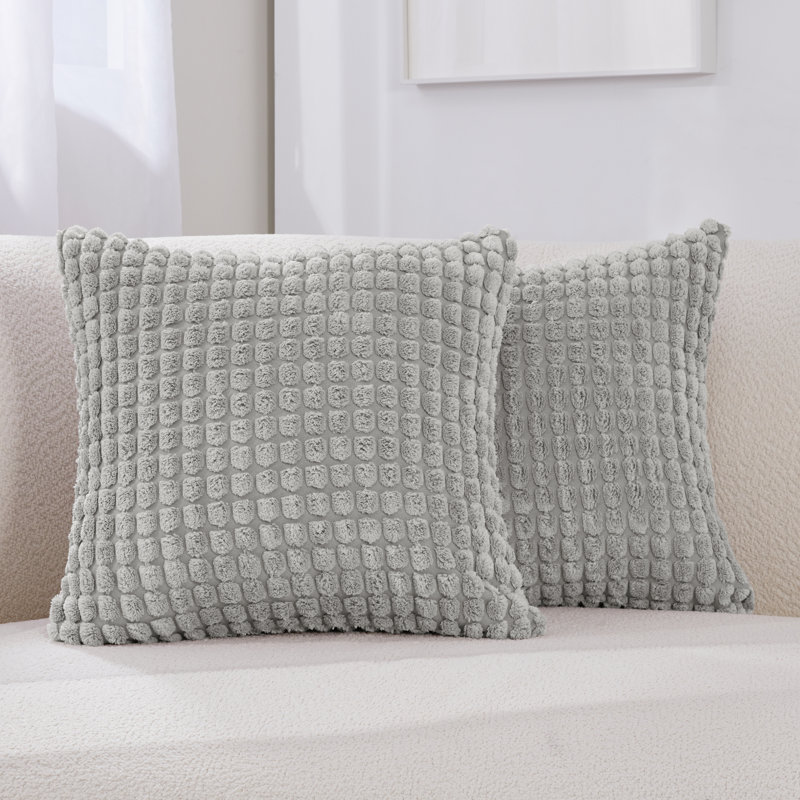 Reversible Pillow Cover, 20" H x 20" W, Light Gray