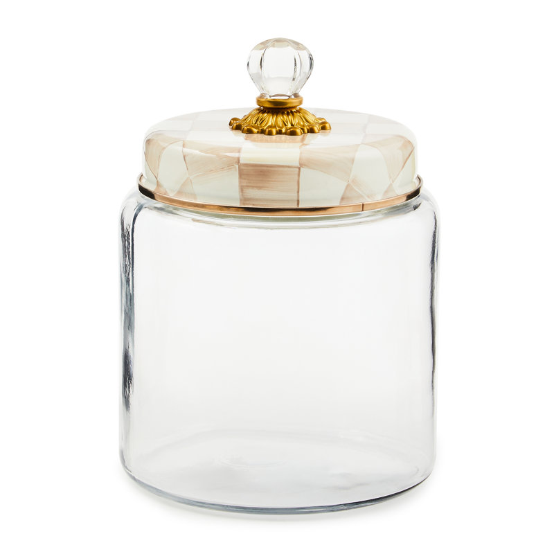 Mocha Check Small Kitchen Canister, 96 fl.oz.