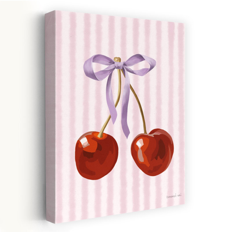 Charmante cerise - art contemporain de cerises à nœuds, H 24 po x l 16 po