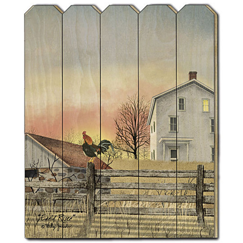 «Early Riser» par Billy Jacobs, art mural imprimé sur une clôture en bois