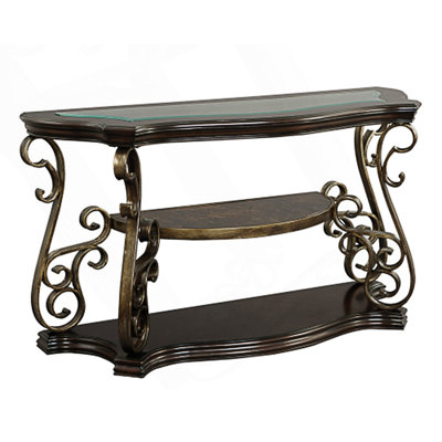 Modern Glass Table Top Sofa Table With Marble Paper Middle Shelf