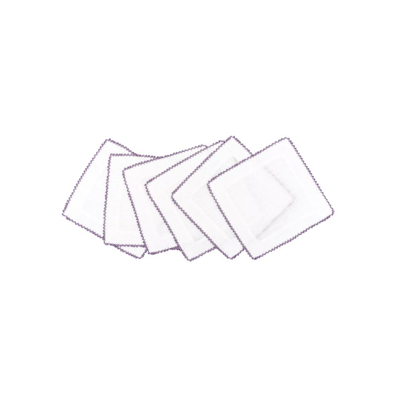 Picot Edge Cocktail Napkins, White/Orchid