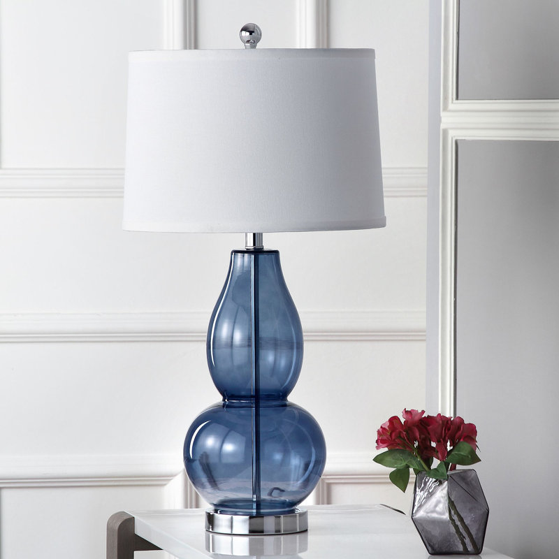 Lampe de table 28,5 "Acuna, Pied de lampe bleu / abat-jour crème
