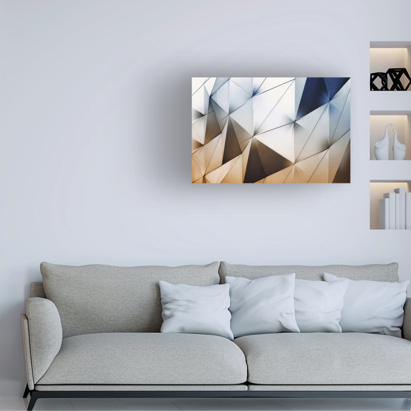 Triangles, impression sur toile par Henk Van Maastriche, H 30 po x l 47 po x P 2 po