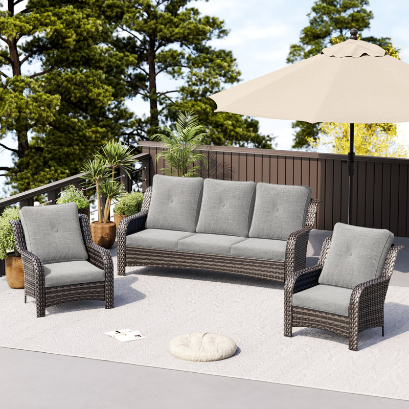 5-Person Outdoor Seating Group With Cushions, Grey