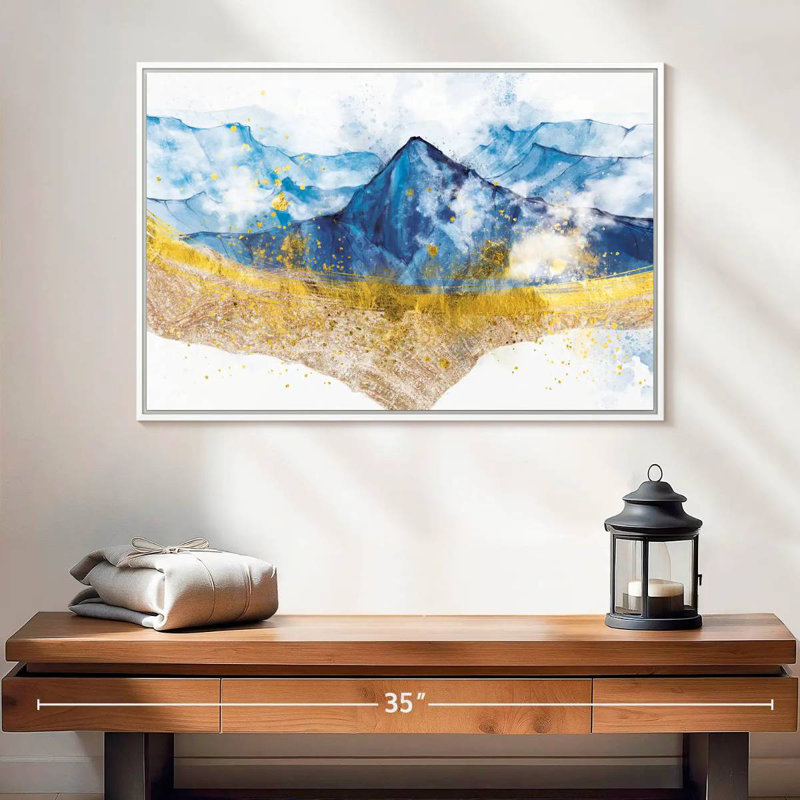 Golden Grieco Mountain, Cadre flottant blanc, 25 po x 17 po