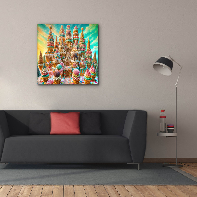  «Ice Cream Castle» par Rey Klimt, art mural sur toile, 12 po x 12 po, H 37 po x l 37 po x P 1,5 po