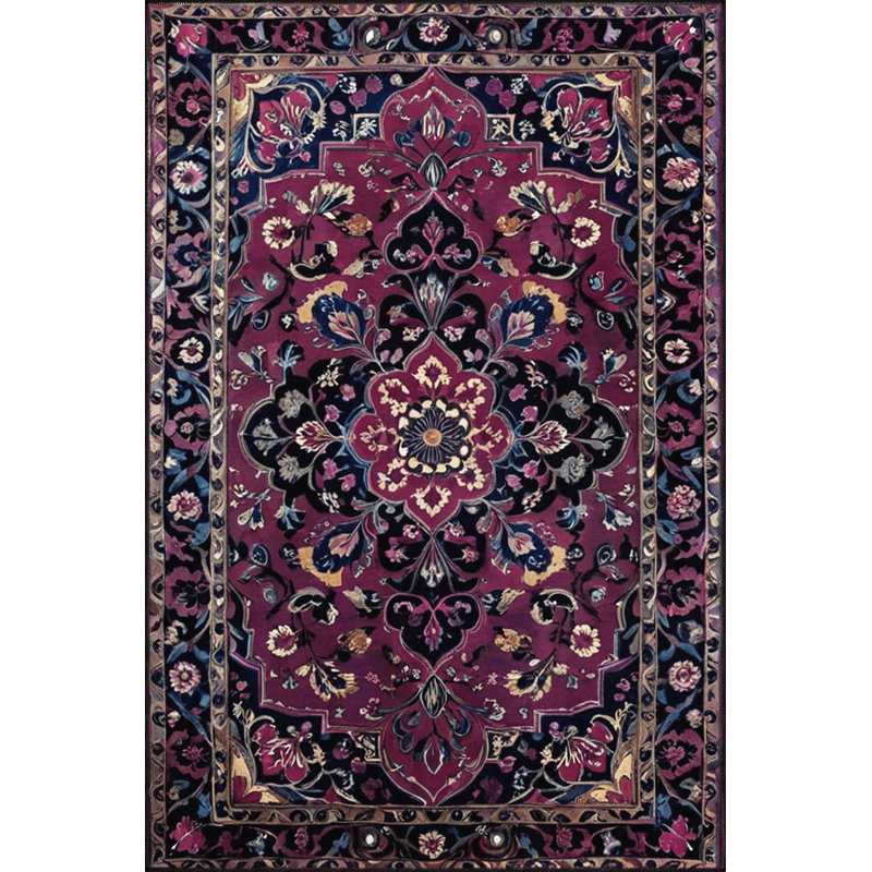 Tapis décoratif lavable à la machine à motif mauve traditionnel Paris Collection Paris