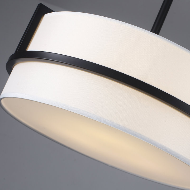 Lustre à 3 lumières de 15,74 po en forme de tambour moderne à intensité variable pour vestibule de salle à manger, Noir mat