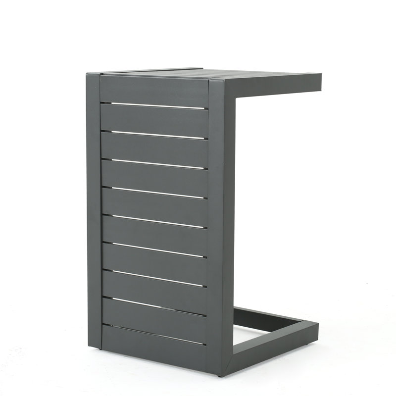 Modern C-Shaped Outdoor Side Table, Grey