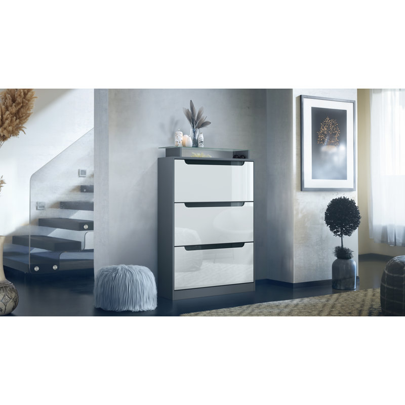 24 Pair Shoe Storage Cabinet, Anthracite/White