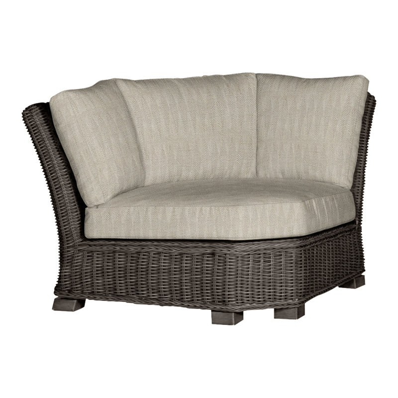 Rustic Woven Sectional Corner, No Welt, Black Walnut, Linen Navy
