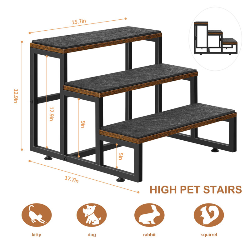 Escalier pour animaux 3 marches Ironwood noir
