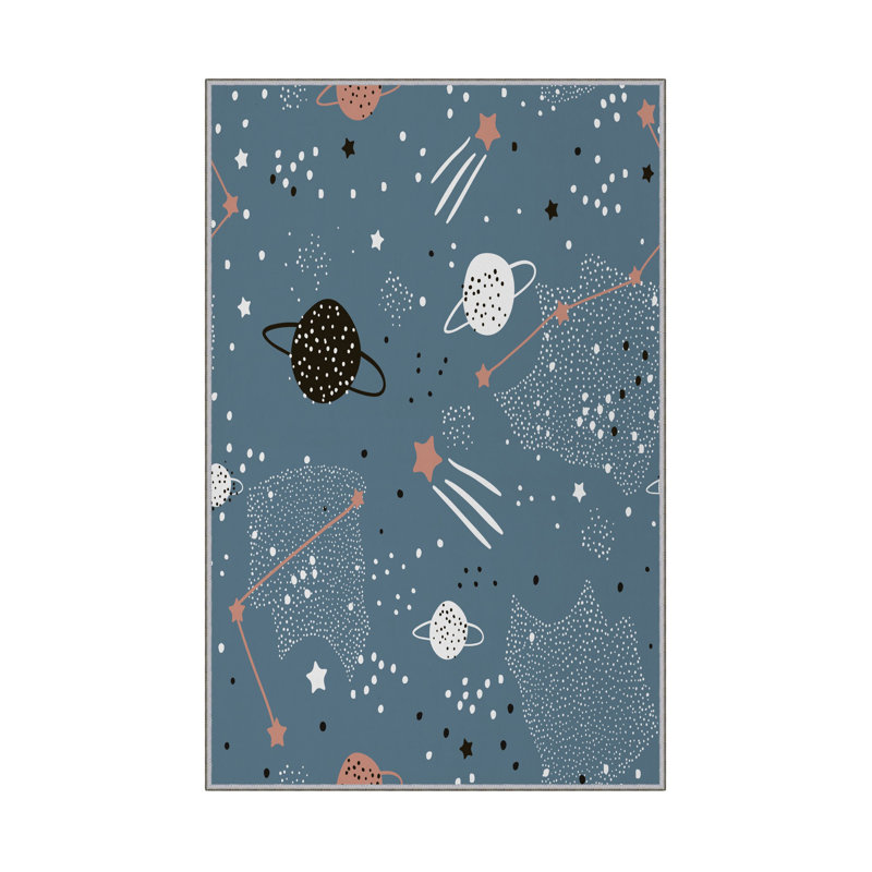 Tapis luxueux 100% polyester 5,2 x 7,5 pi, hauteur des poils de 0,4 po | Antibactérien, points antidérapants en PVC, lavable à la machine | Élégante impression numérique en 3D, parfaite pour le décor du salon et de la chambre à coucher